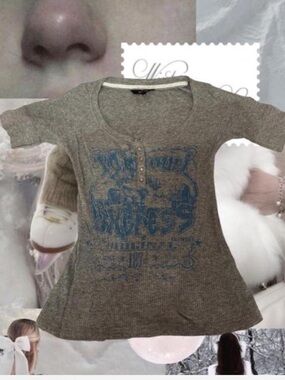 Y2K preppy Grunge short sleeve top